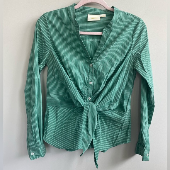 Anthropologie Maeve Katherine Knotted Striped Blouse - Picture 4 of 10